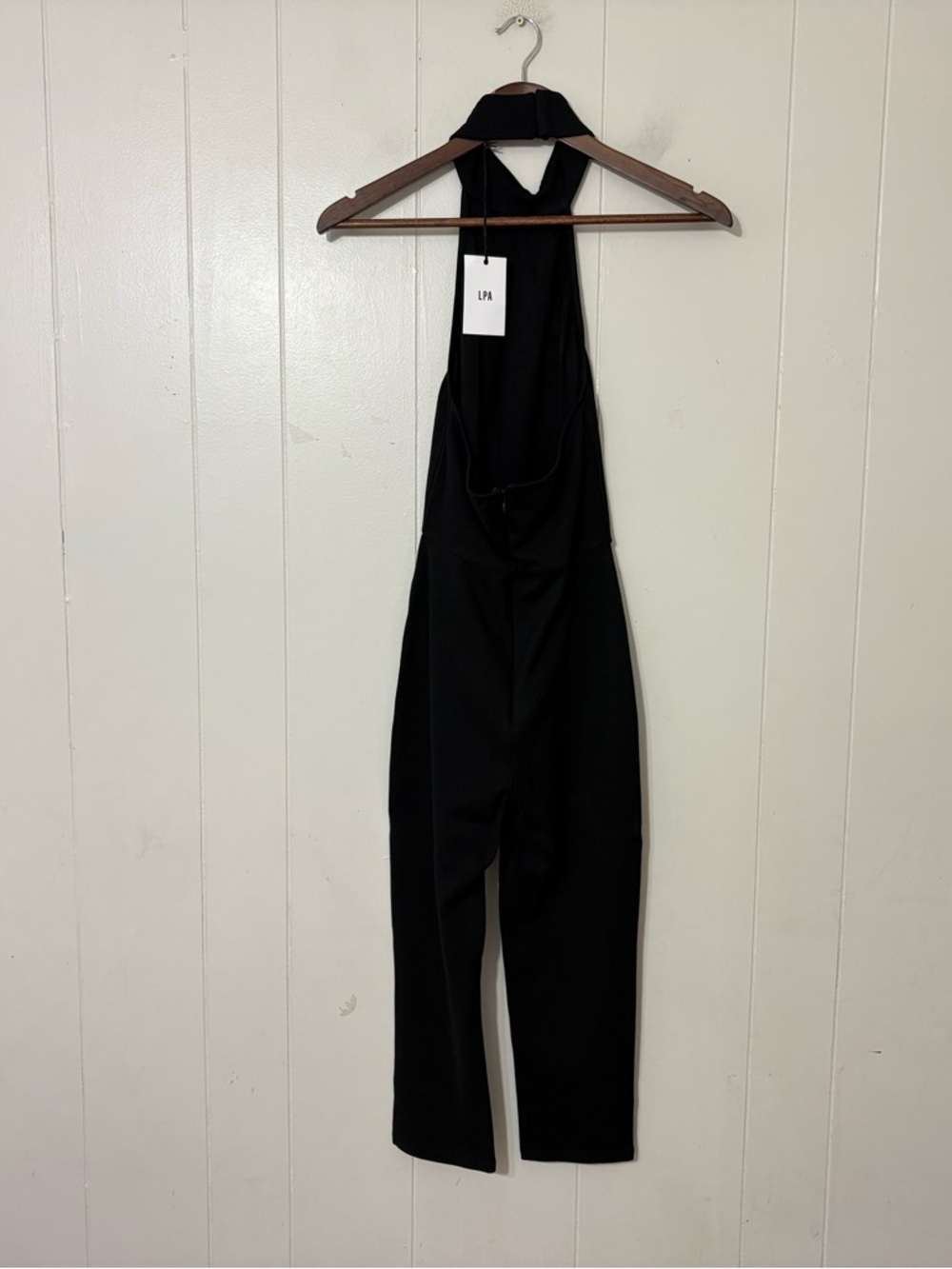 LPA Revolve Black Halter Jumpsuit Cropped Wide Leg Size S NWT Minimal Chic - Picture 9 of 14